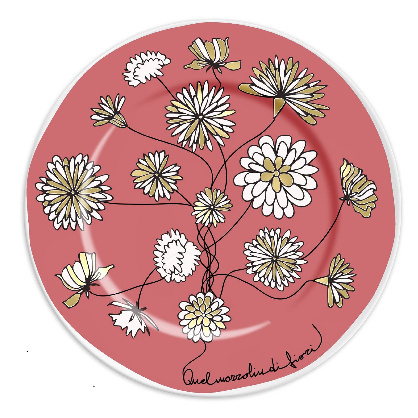 That Bouquet of Flowers | Green Porcelain Plate