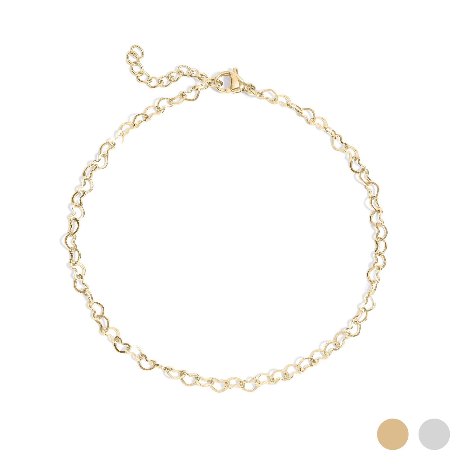 Linked Hearts Anklet | Gold & Stainless Steel