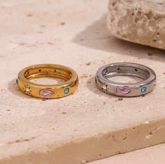 Gem Band Rings | Silver & Gold