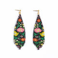Beaded Handwoven Wildflower Fringe Earrings | Black
