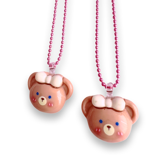 Bow Bear Head Necklace
