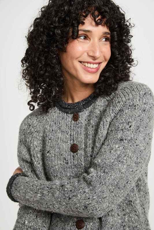 Glenariff Raglan Tweed Cardigan |  Grey/Light Grey