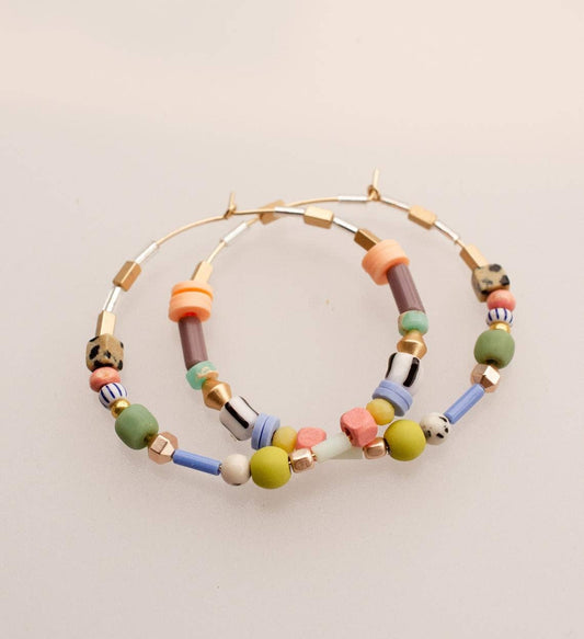 Garden Party | Large Pastel Beaded Hoops