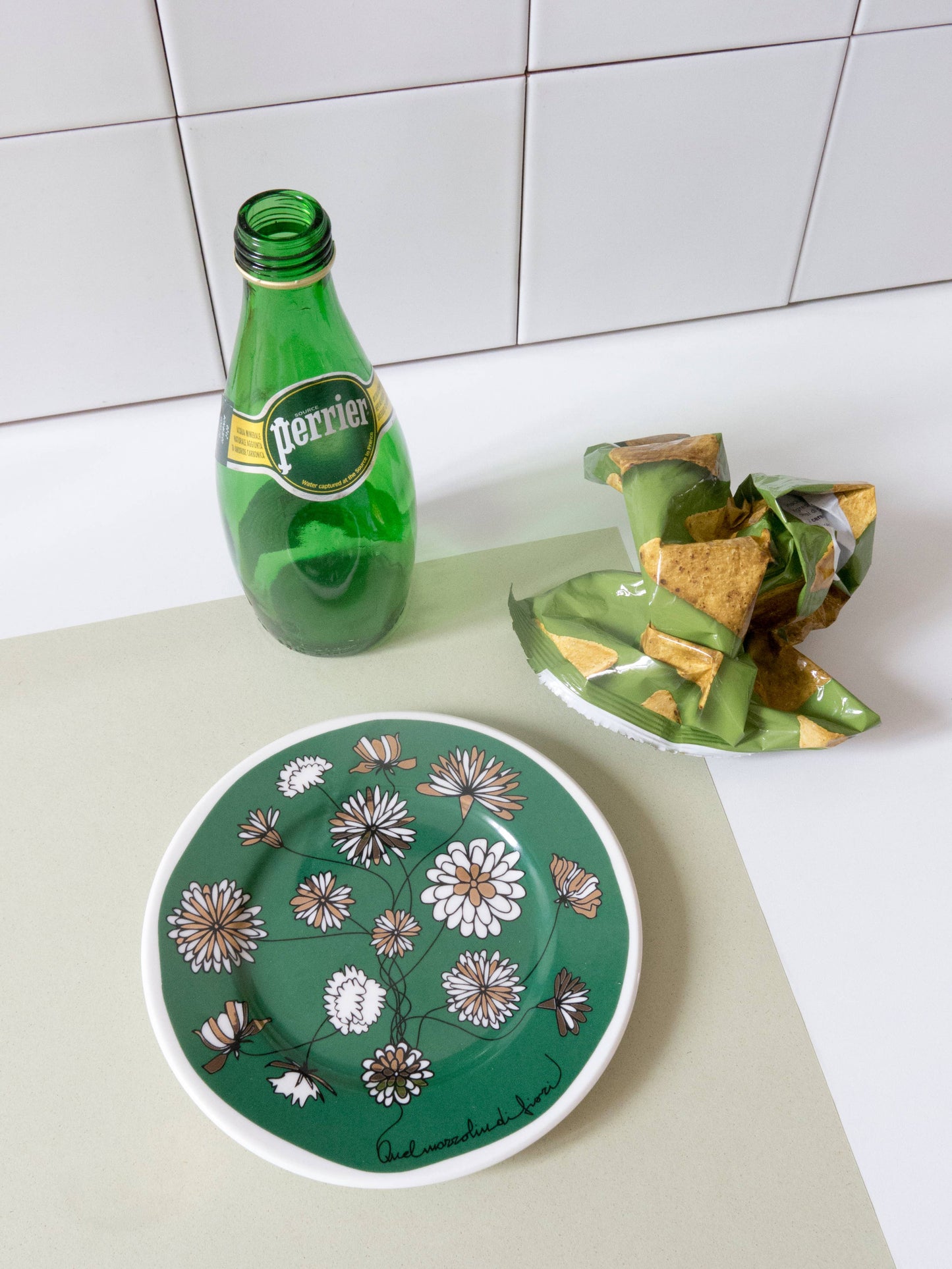 That Bouquet of Flowers | Green Porcelain Plate