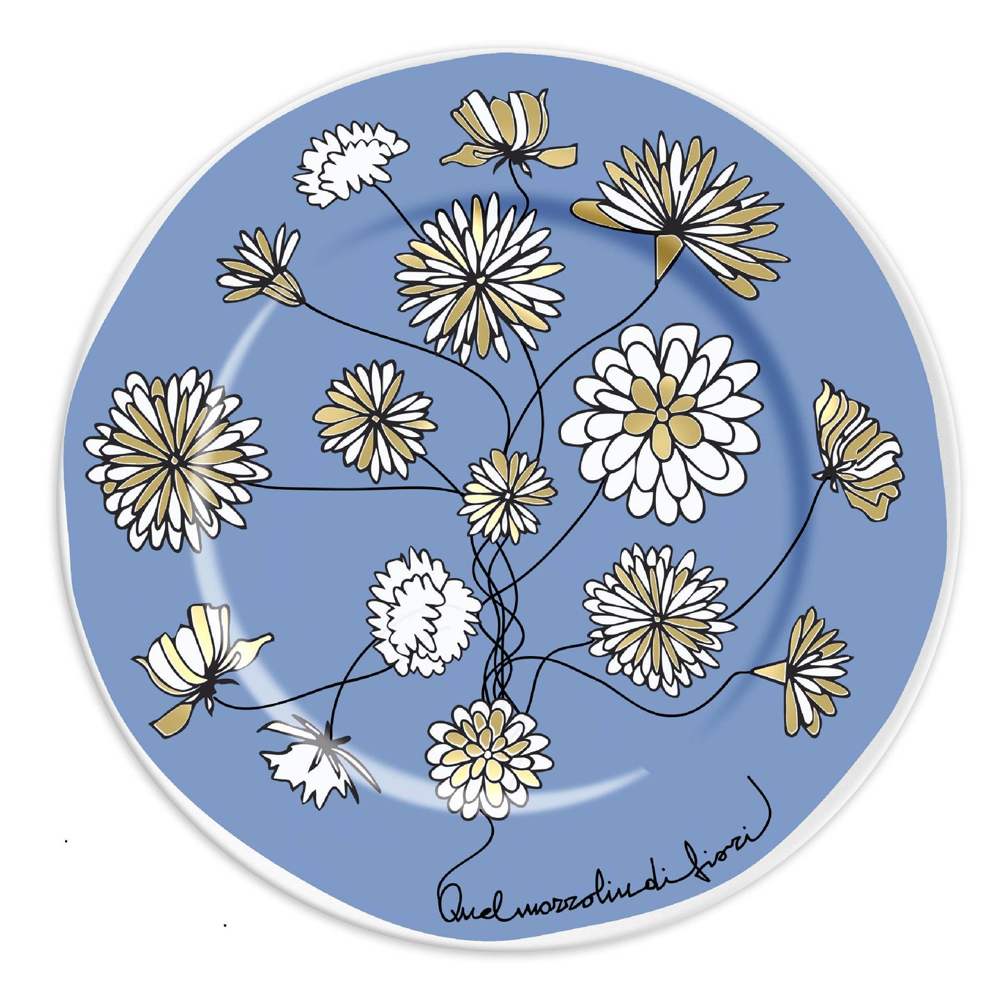 That Bouquet of Flowers | Green Porcelain Plate