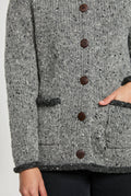Glenariff Raglan Tweed Cardigan |  Grey/Light Grey