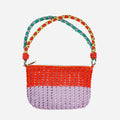 Colorblock Raffia Zip Bag | Various Colours