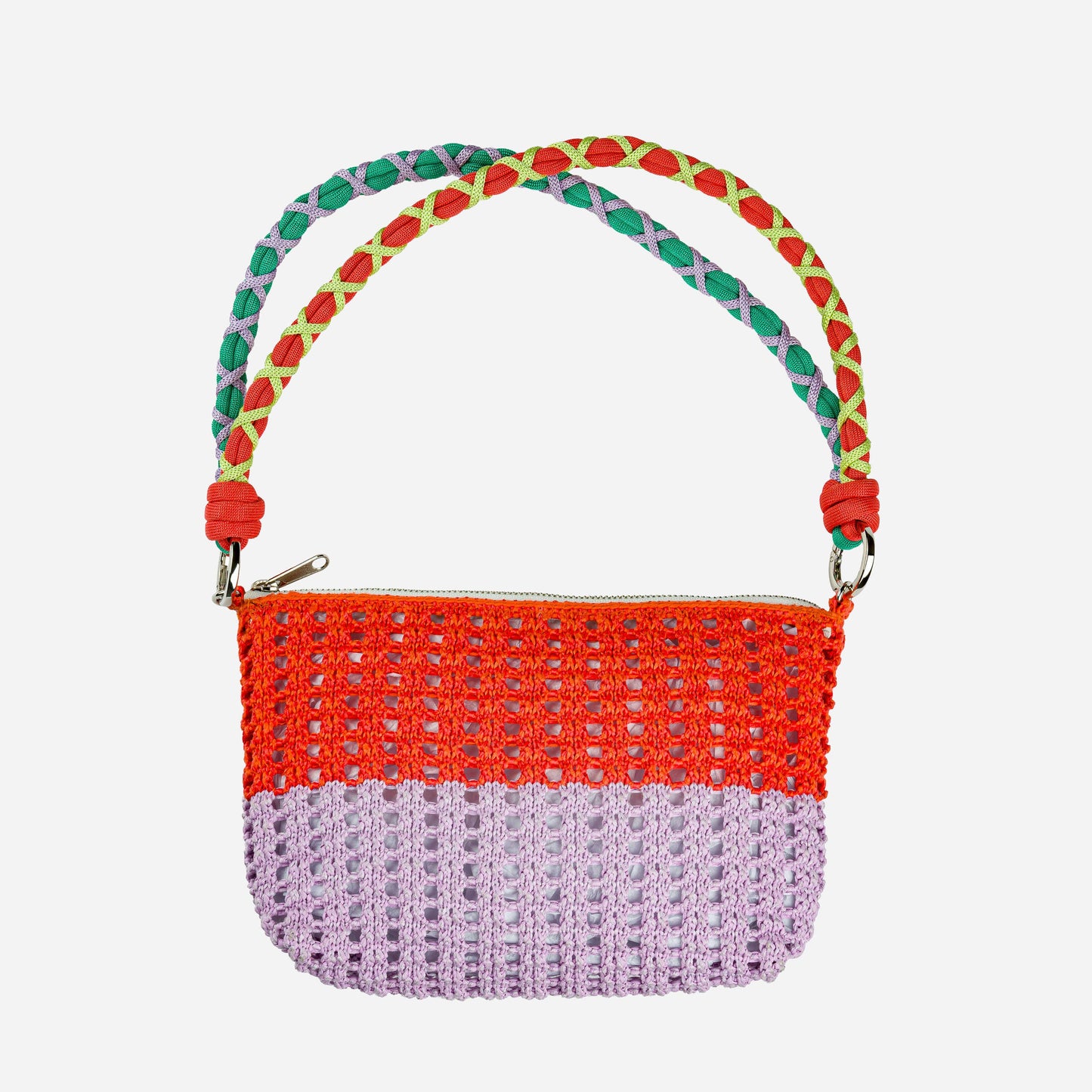 Colorblock Raffia Zip Bag | Various Colours