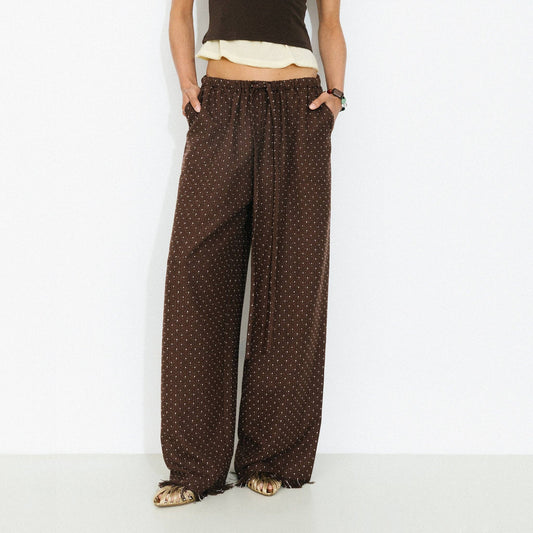 Wide-Leg Trousers | Polka Dot Fringe