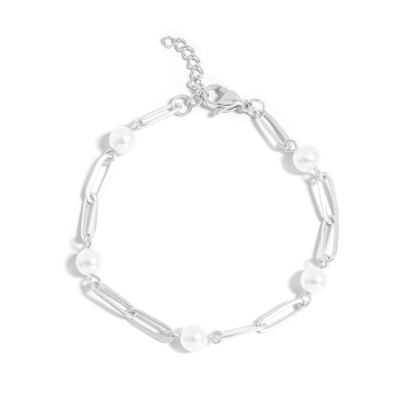 Pearl Paperclip Chain Bracelet
