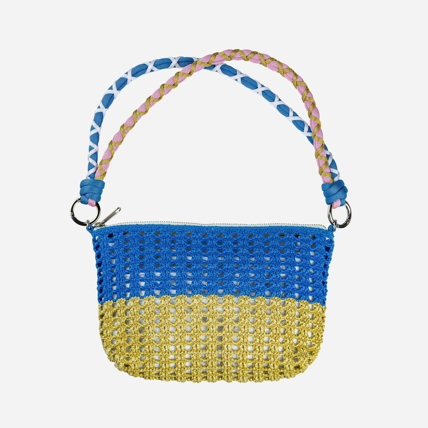Colorblock Raffia Zip Bag | Various Colours