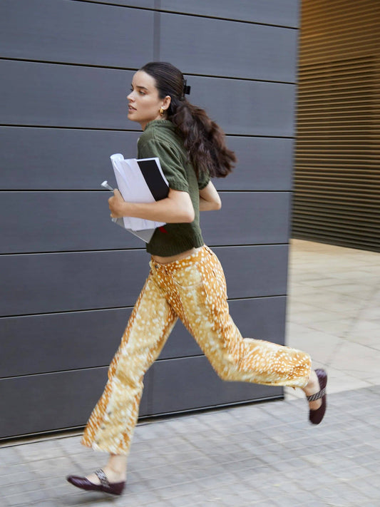 Deer Print Denim Jeans