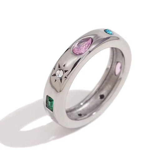 Gem Band Rings | Silver & Gold