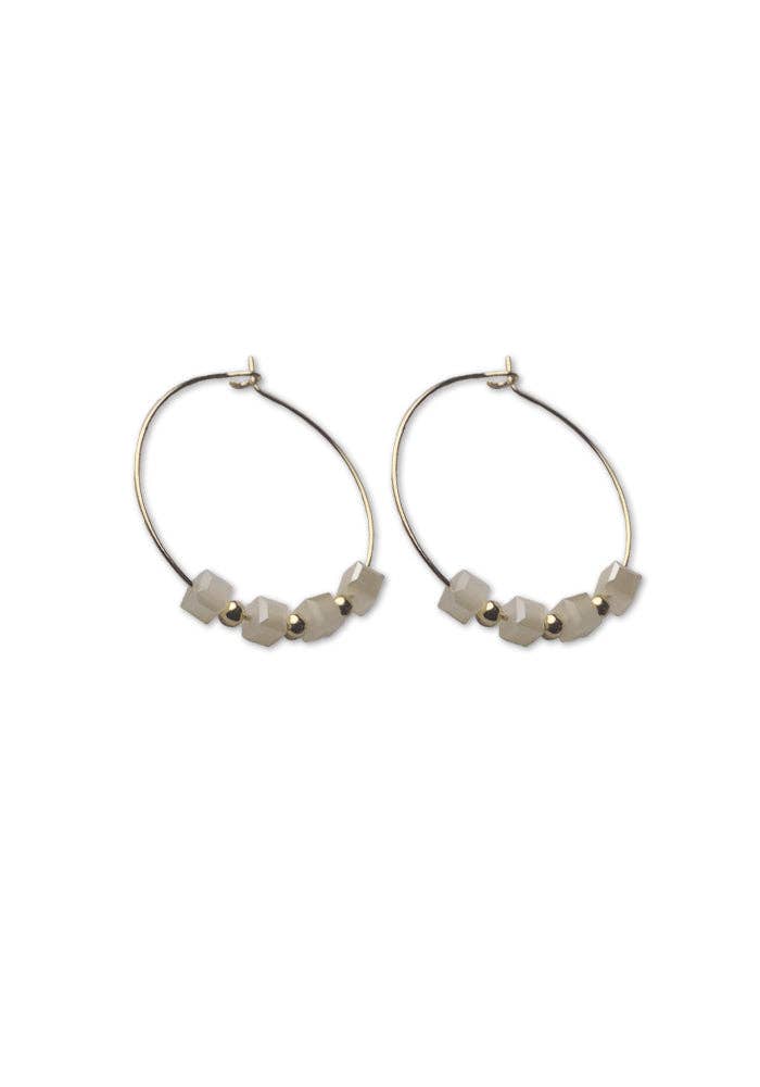 Cube Beaded Hoops | Silver