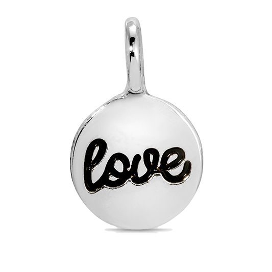 Script Love Disc Charm | Silver - Charm Garden