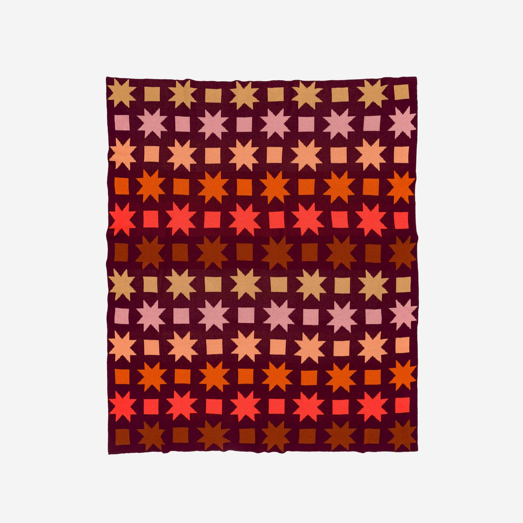 Quilt Star Throw | Wine Red