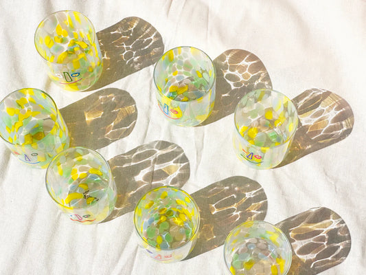 Funfetti Faces Glass Tumbler