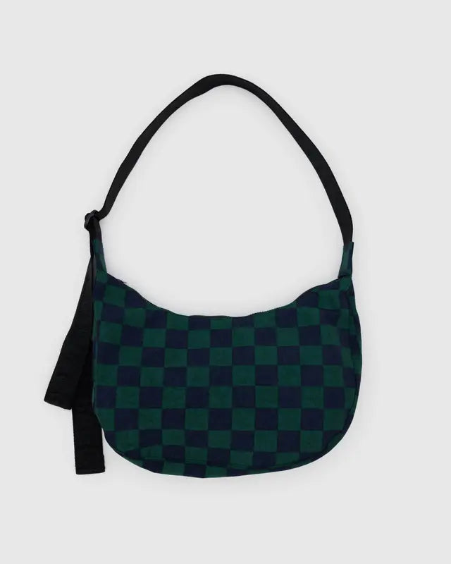 Medium Crescent Bag | Navy Green Check