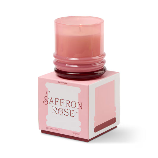 Stacked Glass Candle | Saffron Rose