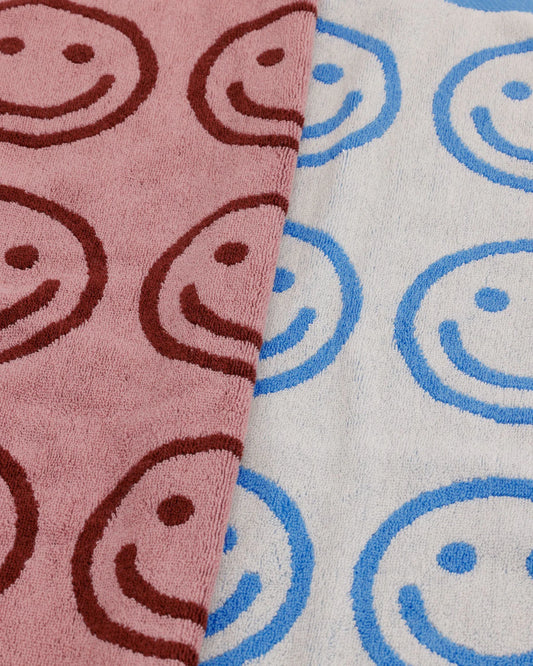 Hand Towel Set of 2 | Sky Blue & Blush Happy