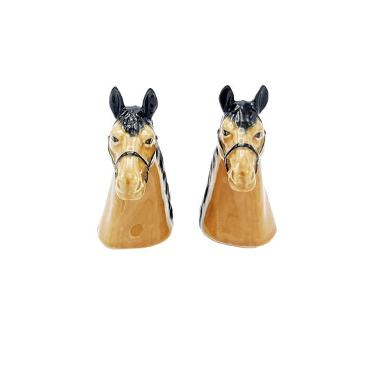 Porcelain Salt & Pepper Horse | Dark Brown & Light Brown