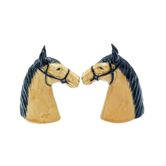 Porcelain Salt & Pepper Horse | Dark Brown & Light Brown