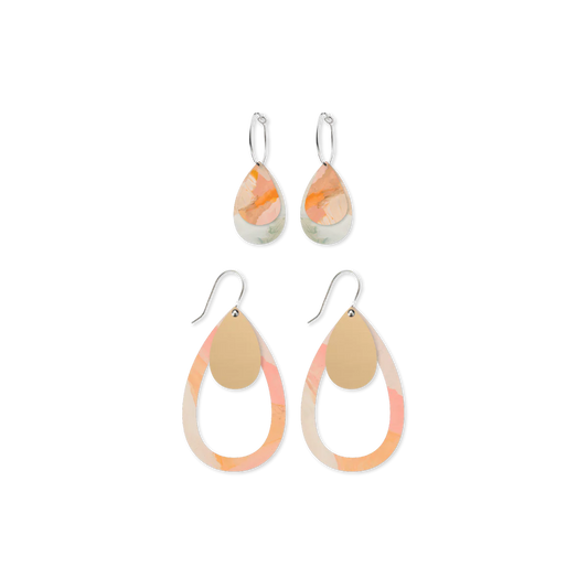 Kiasmin | 2 Sunset Trinity Tear Earrings