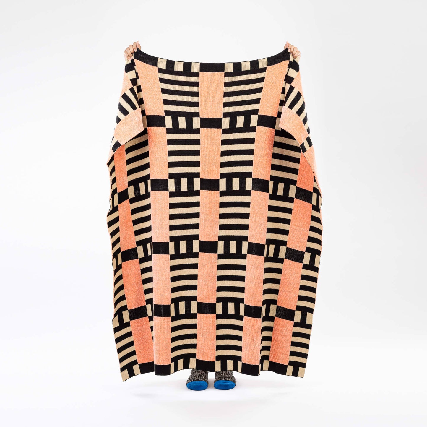 Tile Patch Chenille Throw | Peach