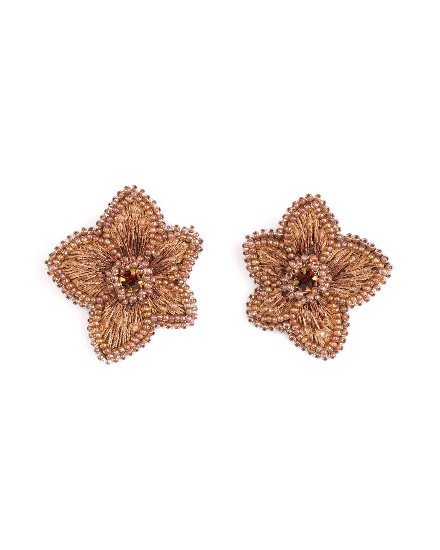 Embroidered Jasmine Stud Earrings | Copper