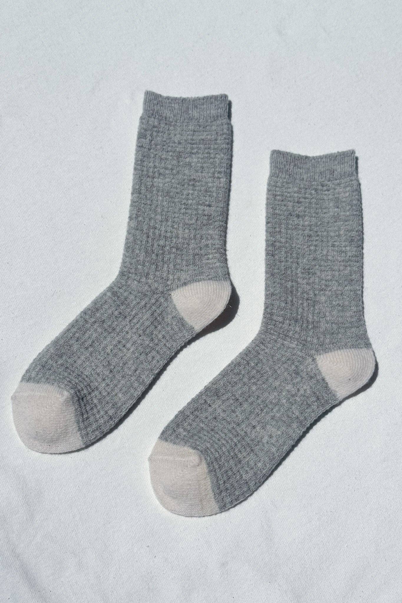 Wool Waffled Socks | Stone Cream