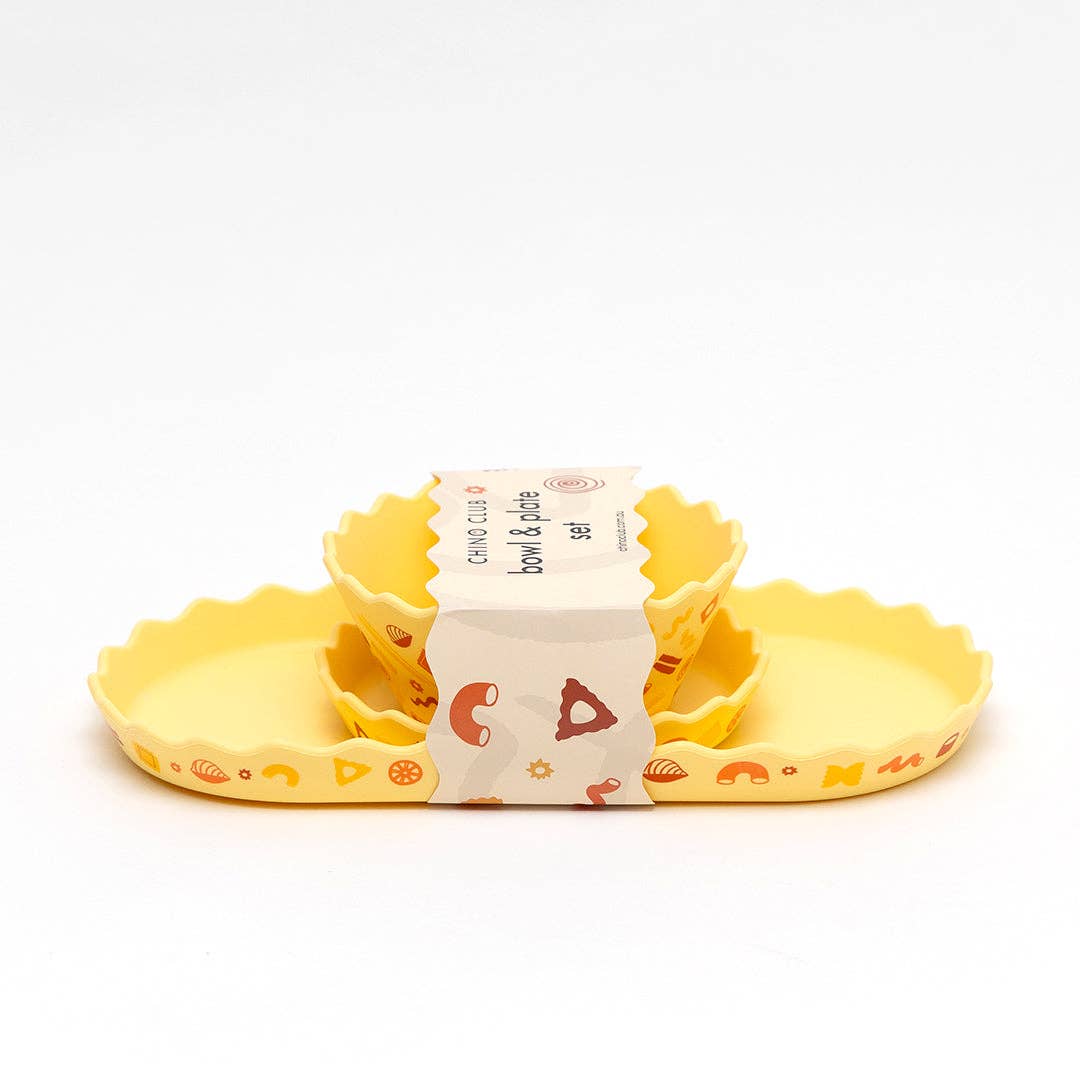 Pasta Wavy Edge Silicone Bowl and Plate Set