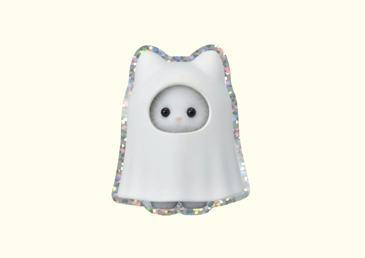 Glitter Sticker | Ghost Kitty
