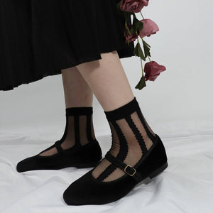 Women's Crew Sock | Sheer Stripe Lace