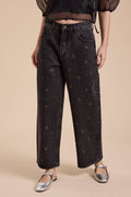 Heart Print Denim Pants