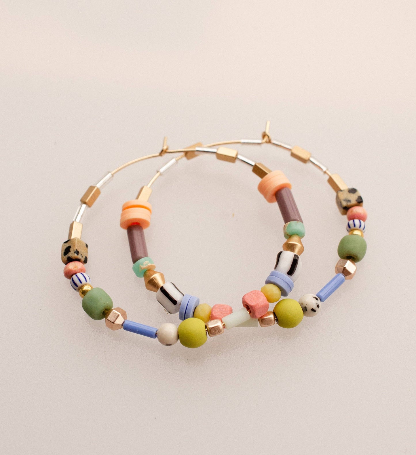 Large Pastel Beaded Hoops