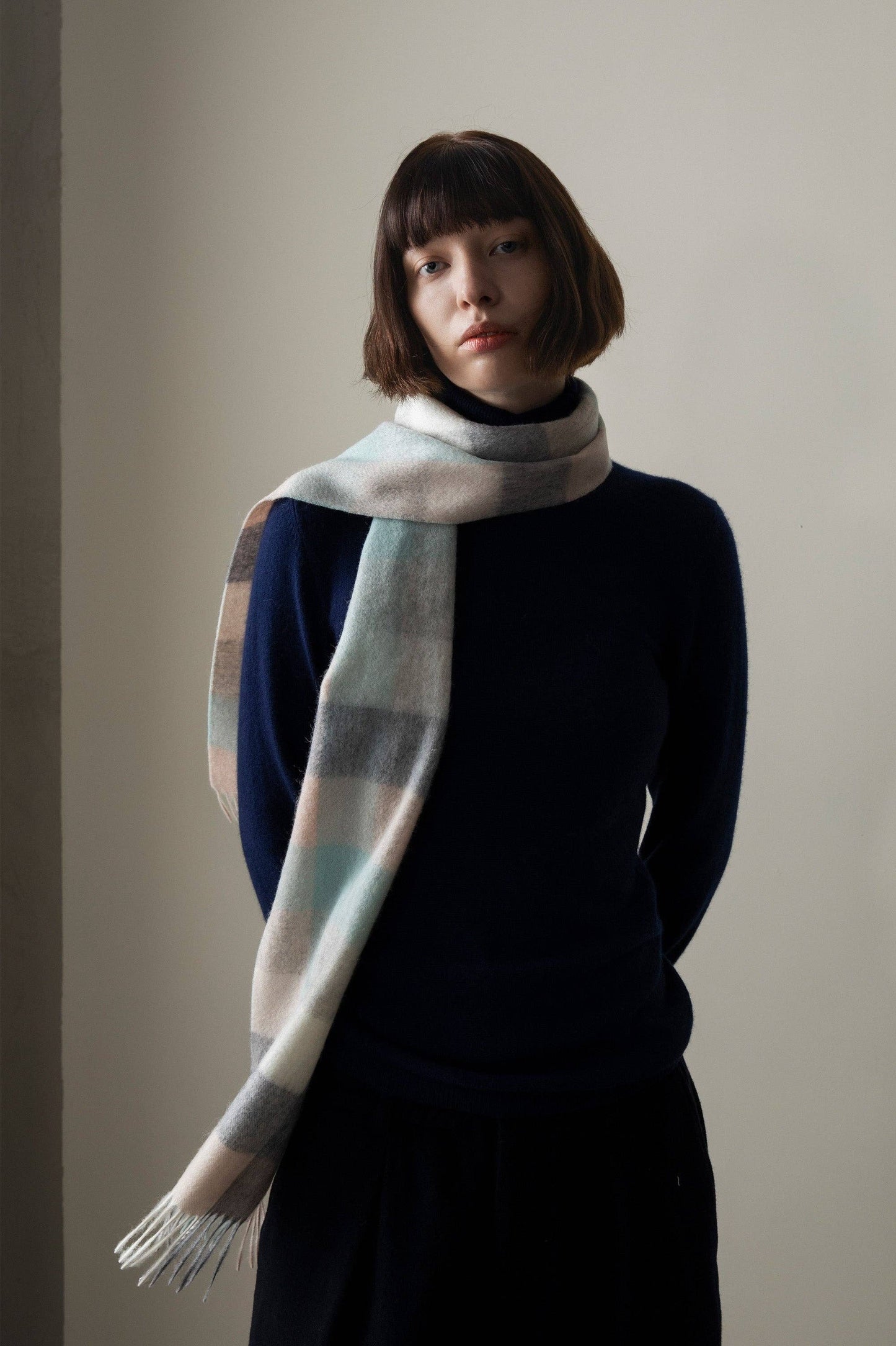 Lambswool Scarf | Brume Square Check