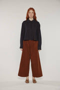 Cotton Pleated Blouse | Black