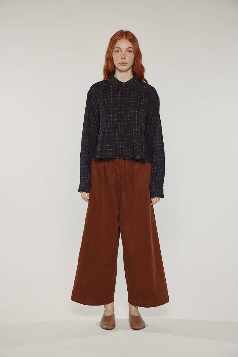 Cotton Pleated Blouse | Black