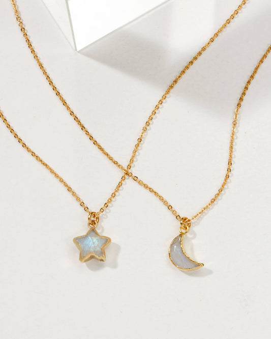To the Moon and Back | Moonstone Best Friend Necklace Set