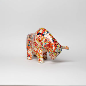 Decorative Ceramic Bull | Medium Mottled Red