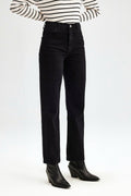 High Waist Straight Fit Denim Pants | Black