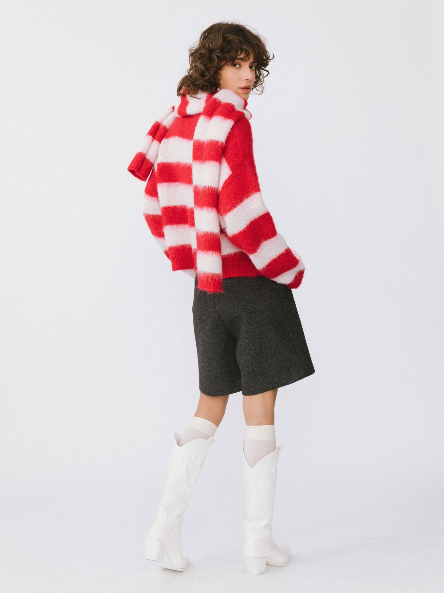 Stripe Wool Knit Cardigan/Scarf Set | Various Colours