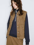 Denim Waistcoat | Saddle Brown