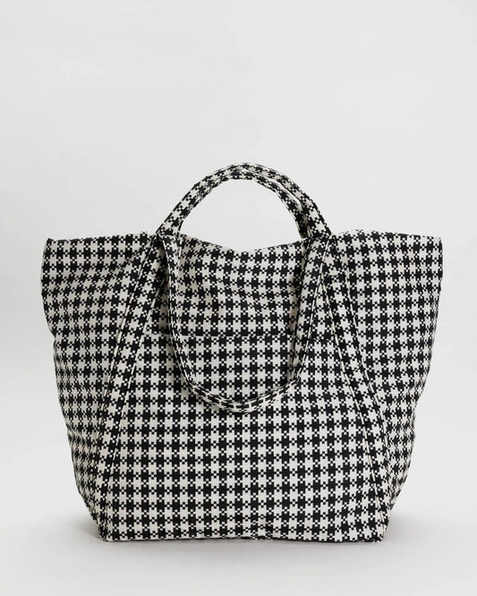 Travel Cloud Bag | Black & White Pixel Gingham in