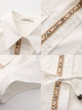 Beaded Placket Utility Short-Sleeve Shirt