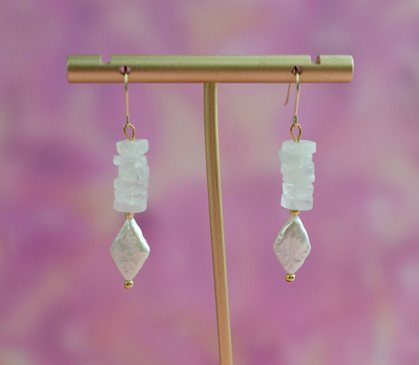 Pear and Moonstone | Drop Earrings