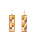 Handwoven Mosaic Tila and Brass Earrings | Lilac