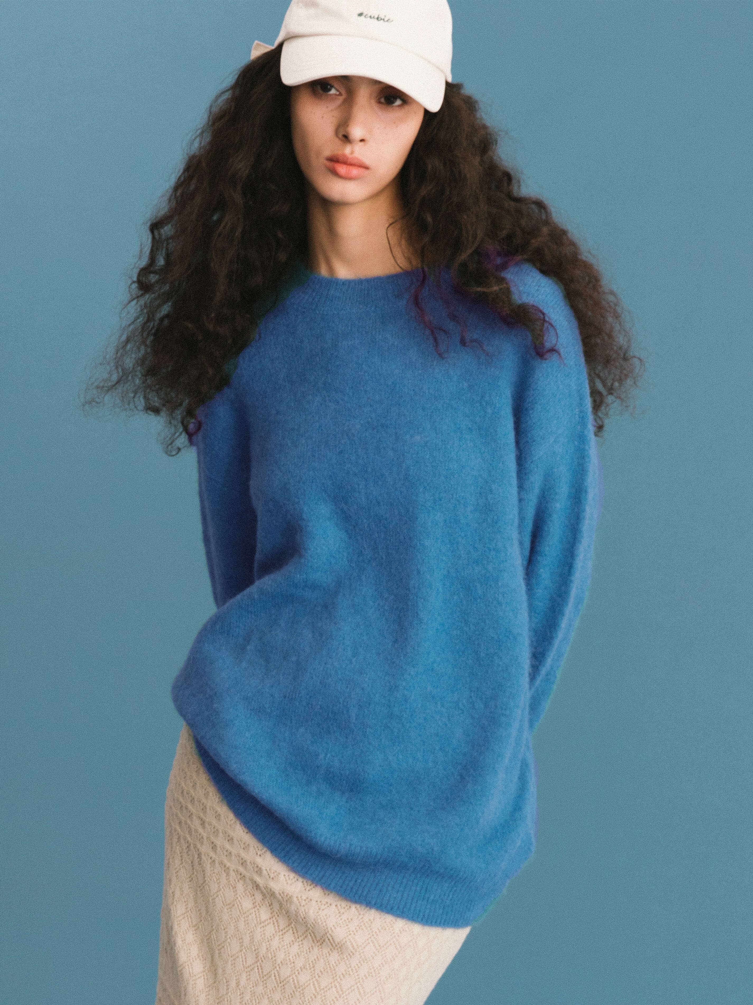 Brushed Alpaca Knitwear Jumper | Blue