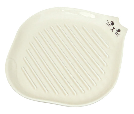 Ceramic Cat Toast Plate | Brown & Ivory