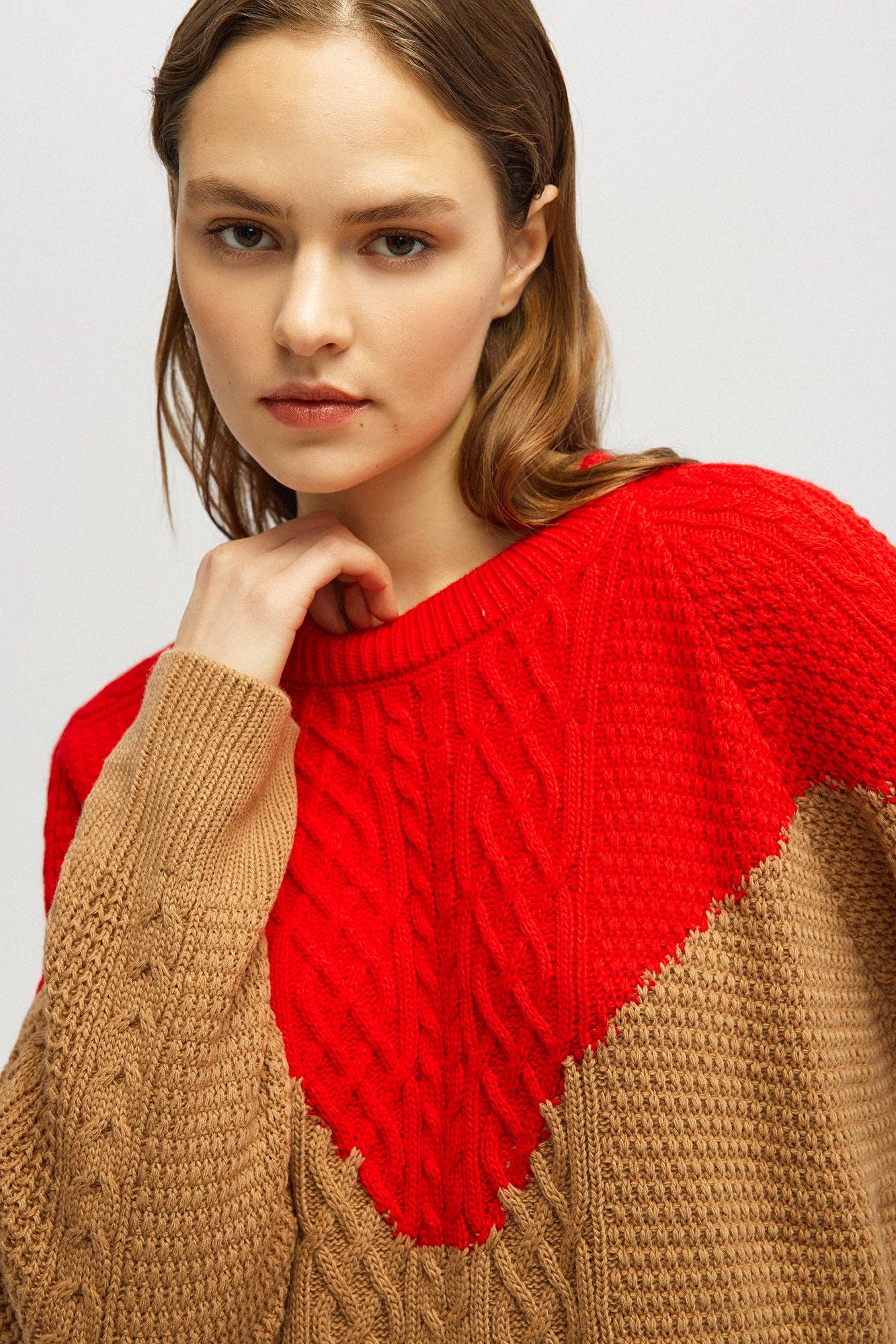 Colour Block Jacquard Knit Jumper